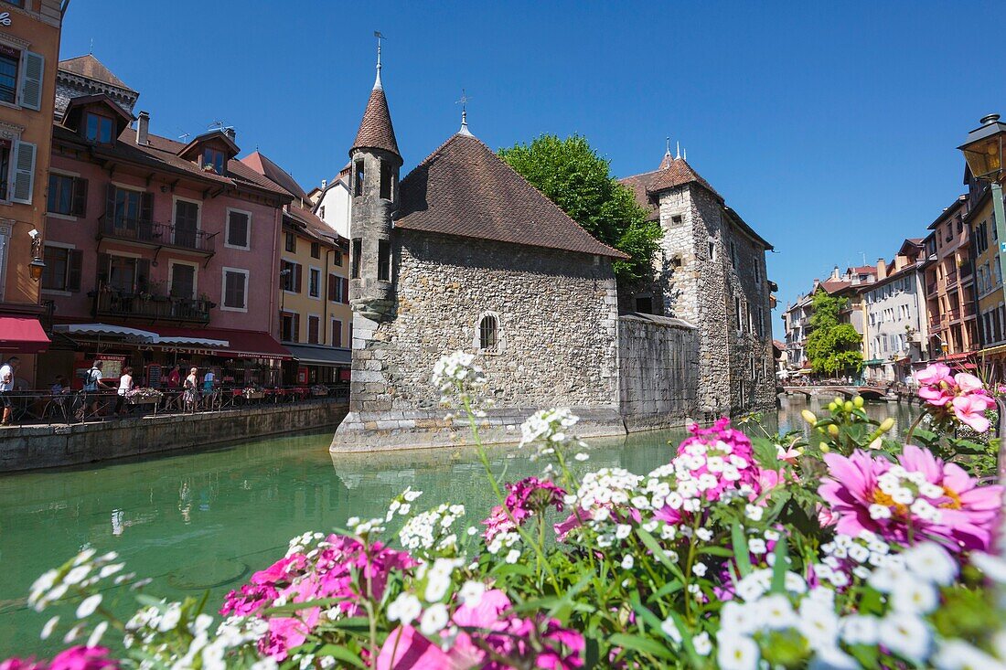 Annecy, Haute-Savoie department, Rhone-Alpes, France. Palais de l´Isle in the middle of the Thiou river.