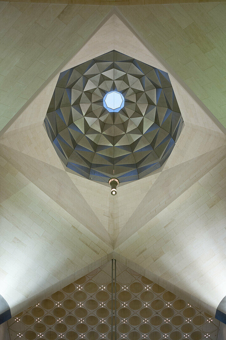 Doha. Qatar. Museum of Islamic Art designed by I.M.Pei. Interior apex of the atrium.