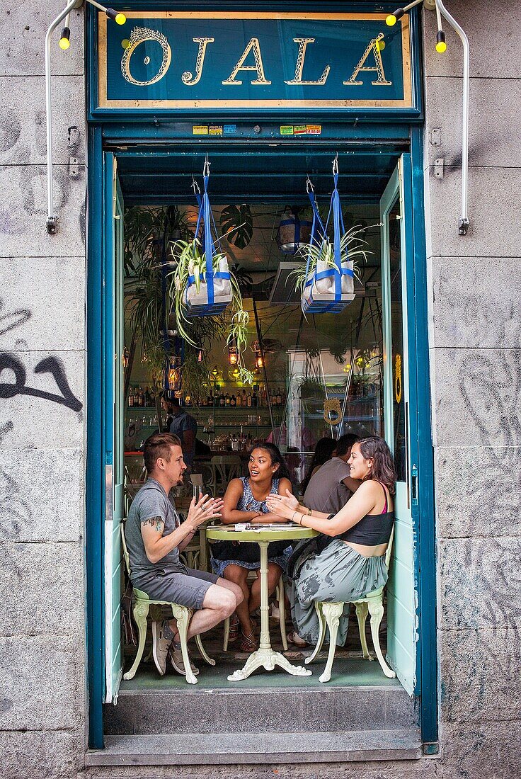 Restaurante Ojala, Calle de San Andres 1, in Malasana quarter. Madrid, Spain.