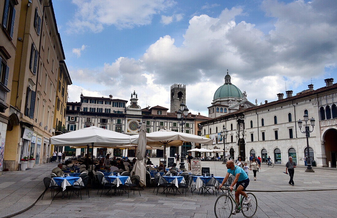 at Piazza della Loggia, old city of Brecia, Lombardia, Italy