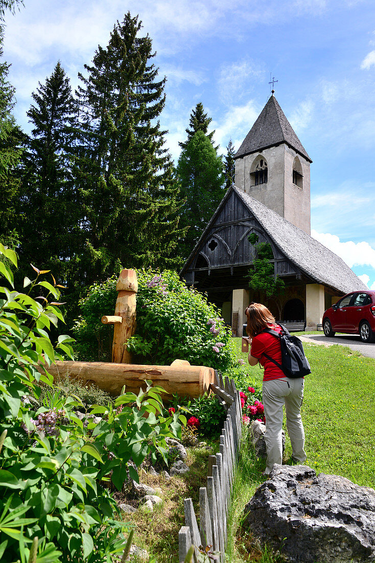 Smal church of saint Helena under the Latemar, Dolomits, South Tyrol, Italy