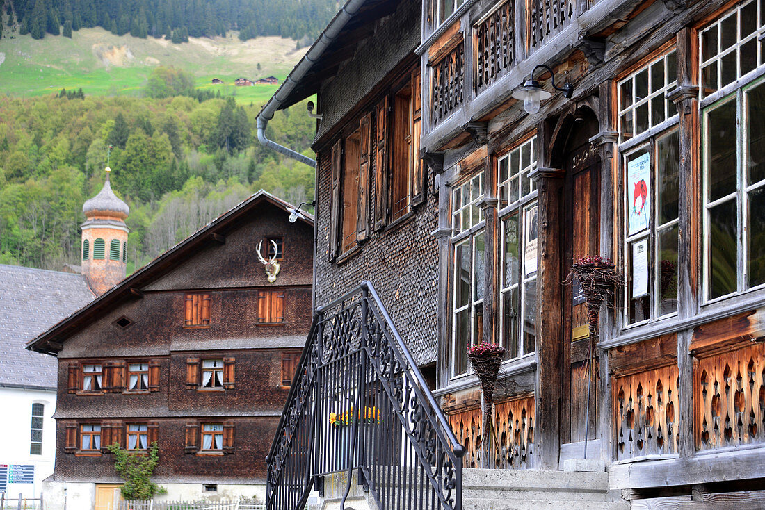 Houses near Au in the Bregenz mountains, Vorarlberg, Austria