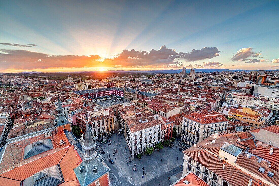 Plaza Mayor or Main Square in Madrid center. Spain.