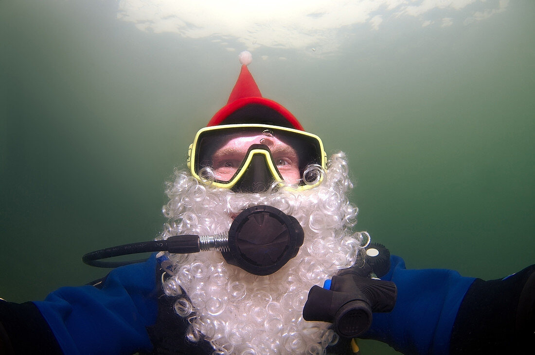 underwater Santa Claus, Odessa, Ukraine.