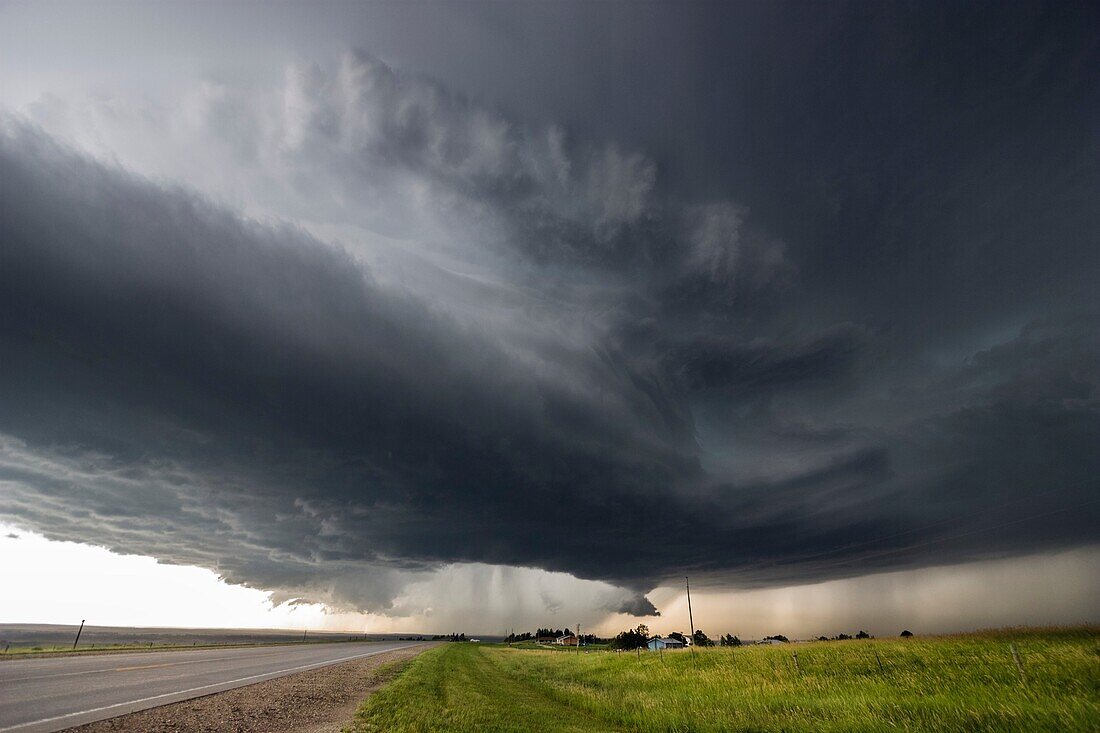 Instense supercell storm moves south near Mission South Dakota, July 13, 2009.