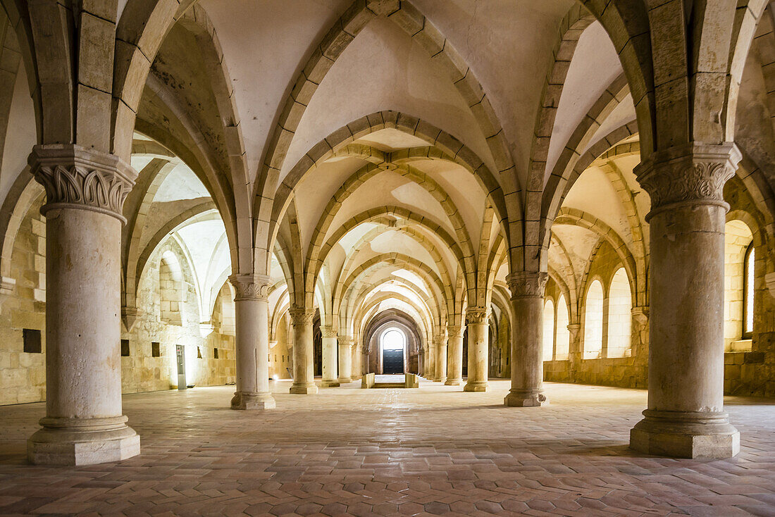Monks Dormitory - Santa Maria Monastery of Alcobaca, Portugal. Unesco world heritage.