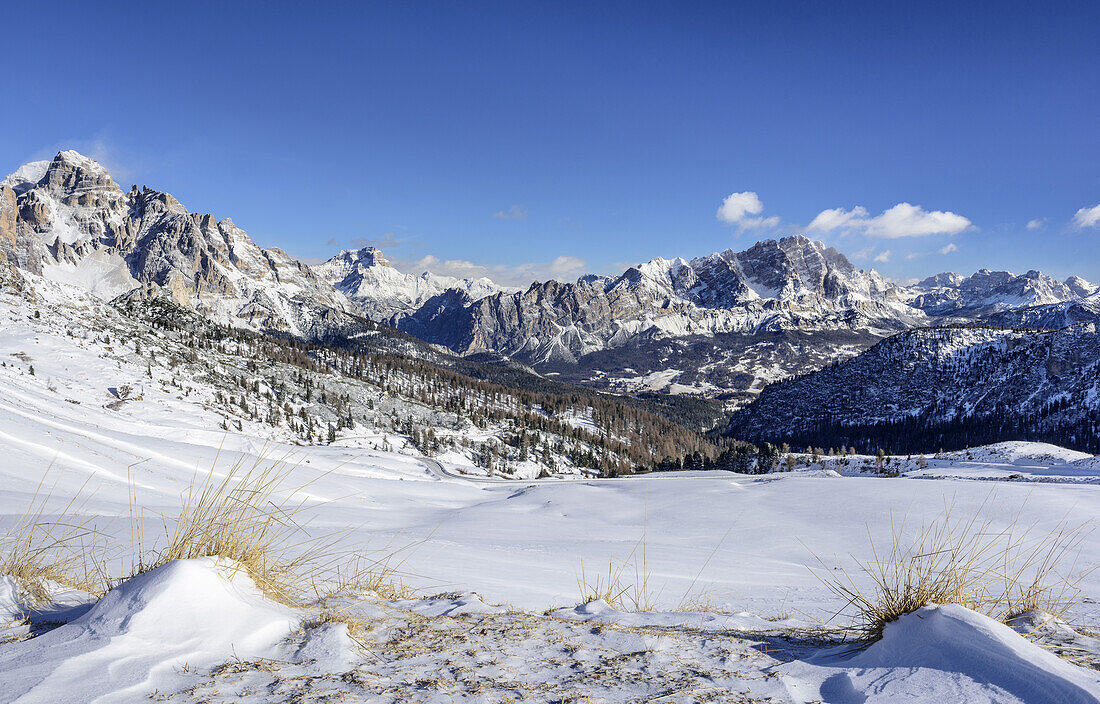 Tofana, Hohe Gaisl and Monte Cristallo, Dolomites, UNESCO World Heritage Dolomites, Venetia, Italy