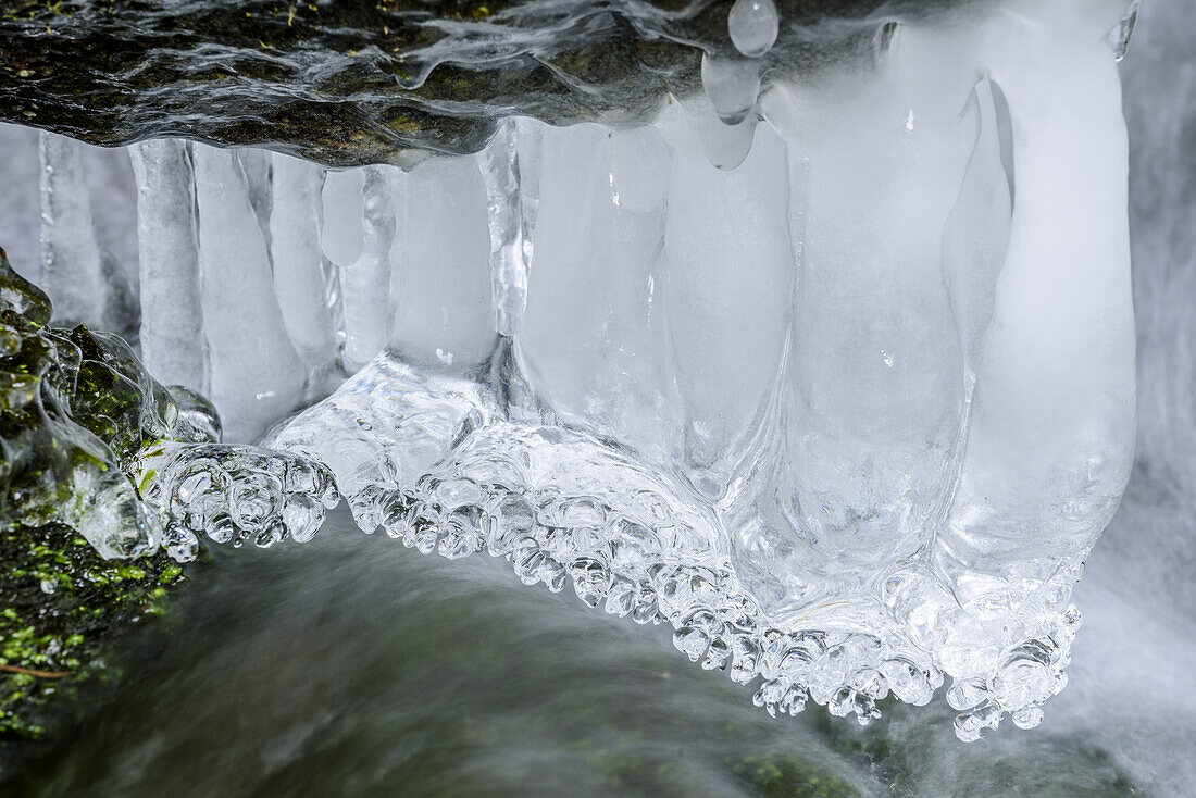 Ice at stream, Nock Mountains, Biosphaerenpark Nockberge, Carinthia, Austria