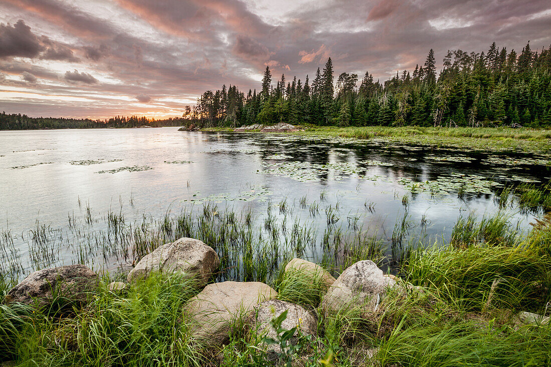 'Sunset over a pond; Thunder Bay, Ontario, Canada'