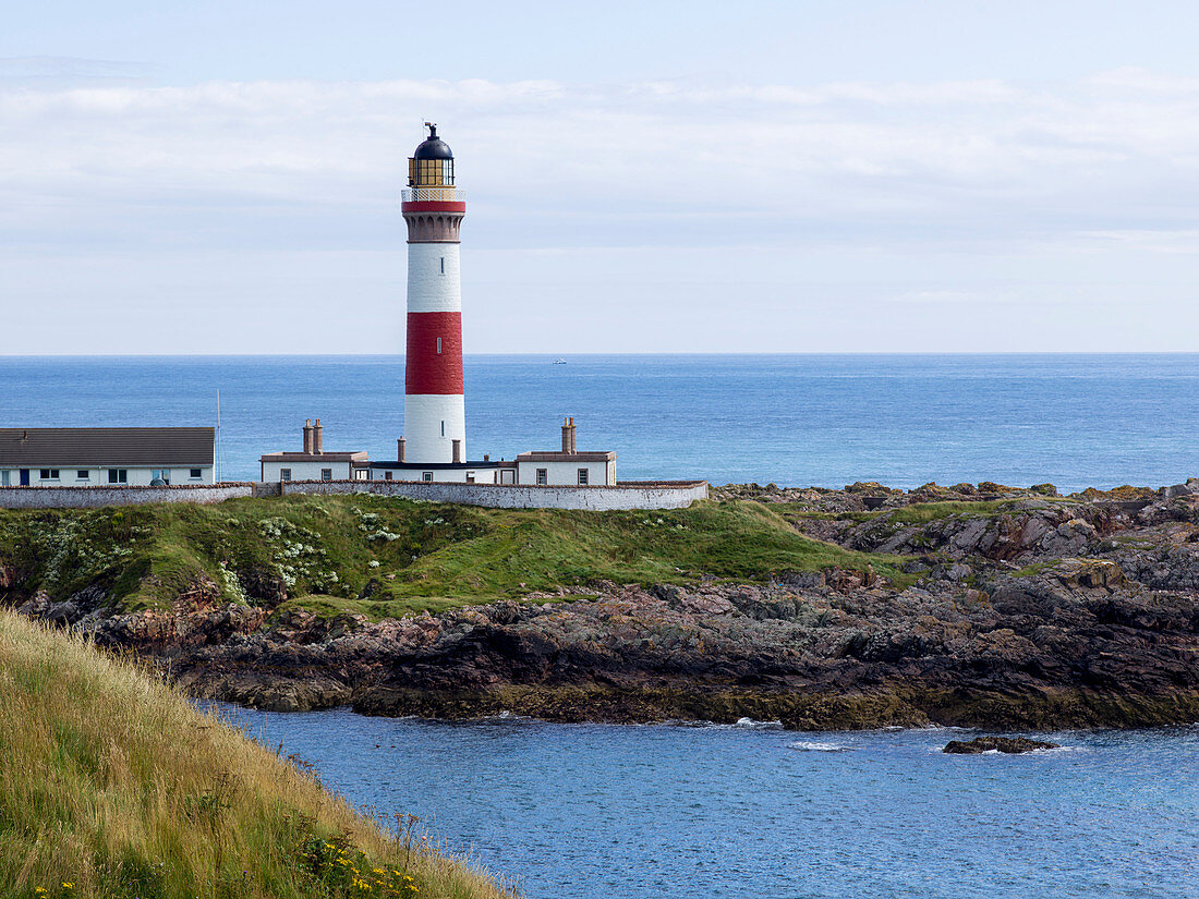 'Buchan Ness Lighthouse on Moray Firth Coast; Aberdeenshire, Scotland'