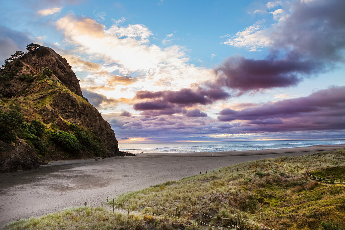 'A sunset at the surf beach of Piha, just outside of Auckland; New Zealand'