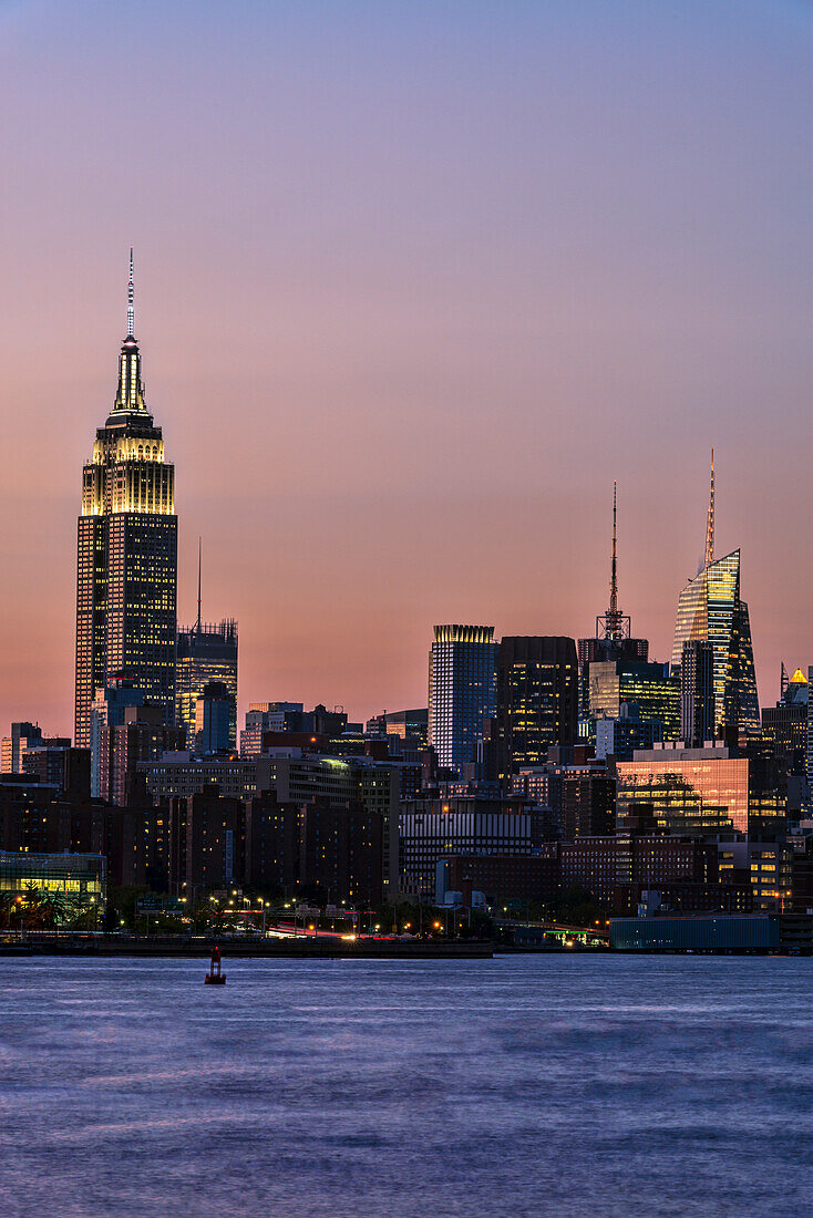 'Empire State Building at sunset; New York City, New York, United States of America'