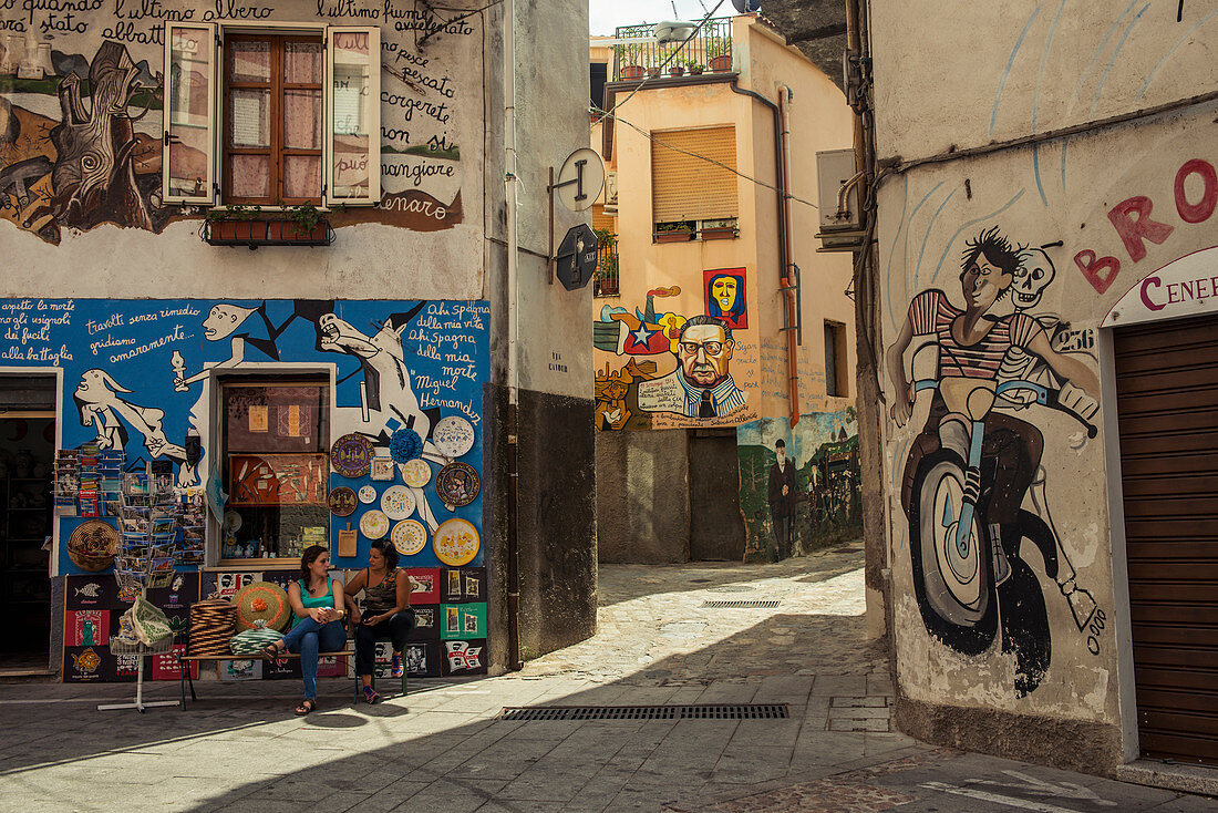 'Political paintings known as murales; Orgosolo, Sardinia, Italy'