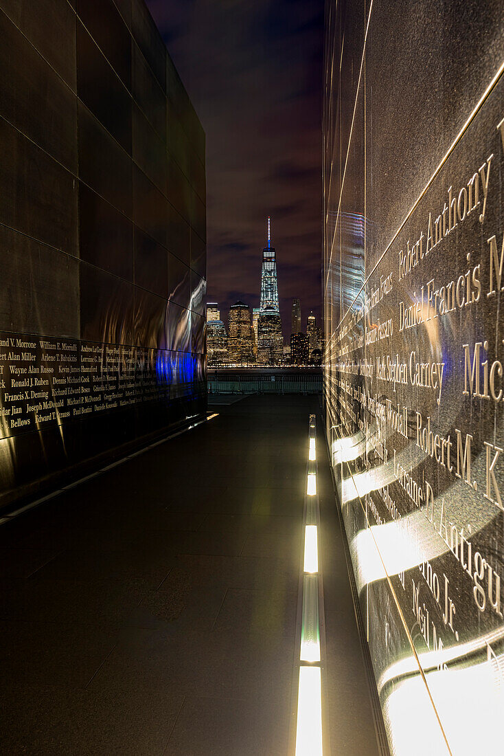 'Empty Sky: New Jersey September 11th Memorial at sunset, Liberty State Park; Jersey City, New Jersey, United States of America'