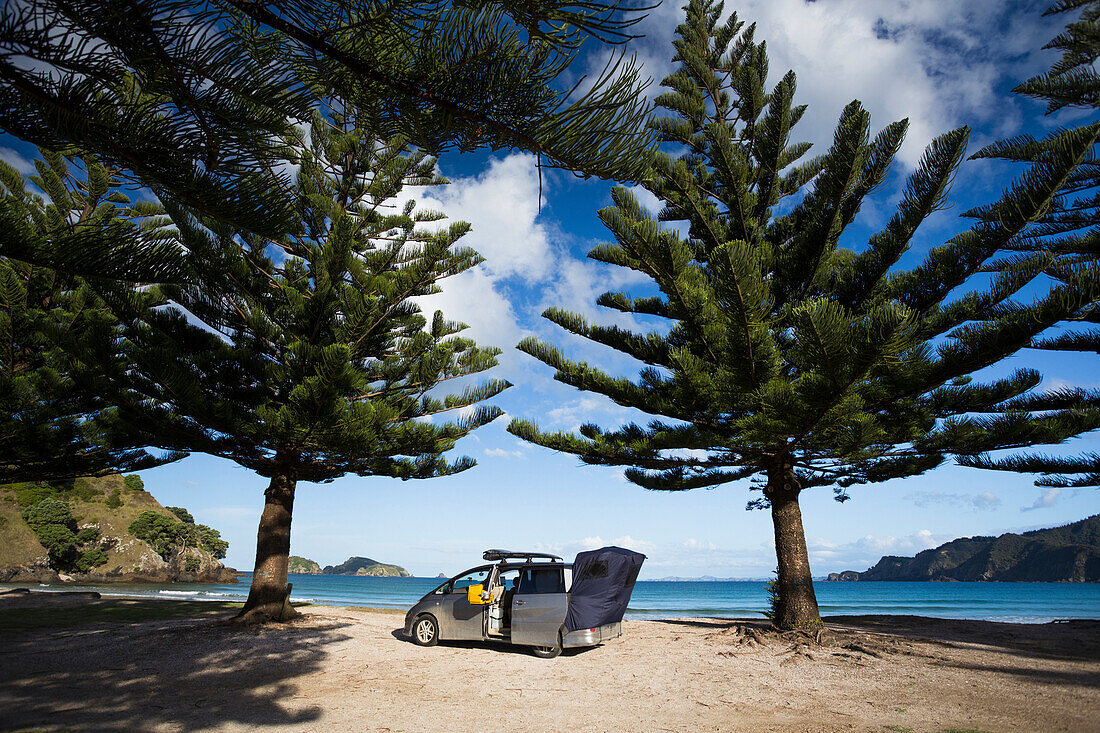 'Beachfront camping in Matauri Bay; Northland, New Zealand'