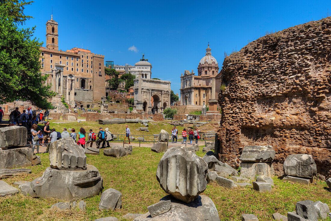 Senatorenpalast, Septimus Severusbogen, Forum Romanum, Rom, Latium, Italien