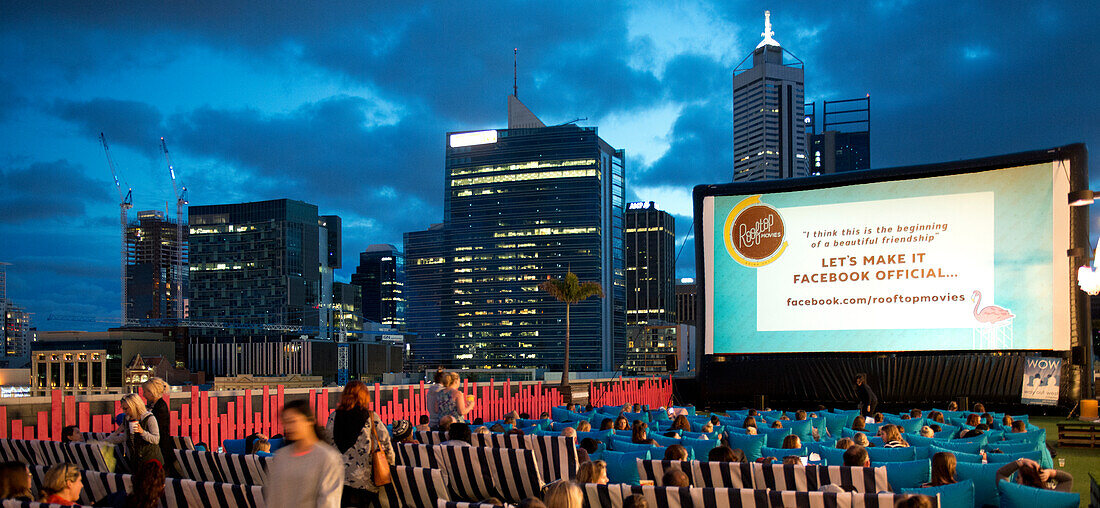 The Rooftop Cinema is situated on the top floor of a car park opposite the city