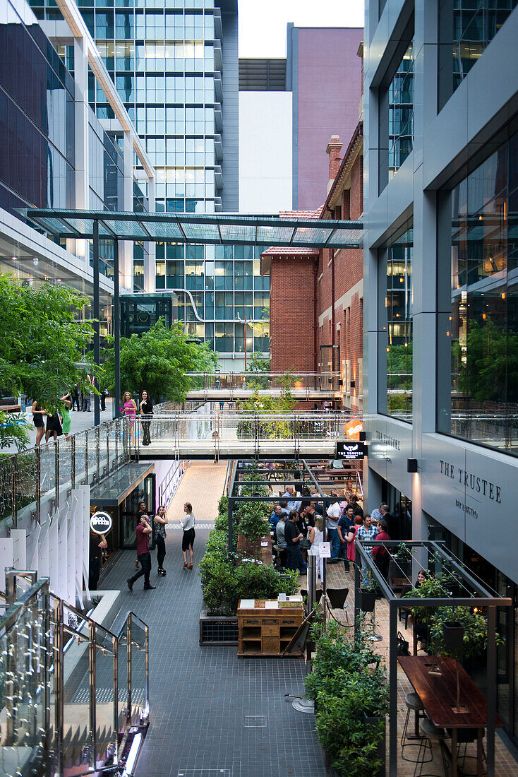 Several bars entertain punters at the Brookfield Palce in downtown Perth