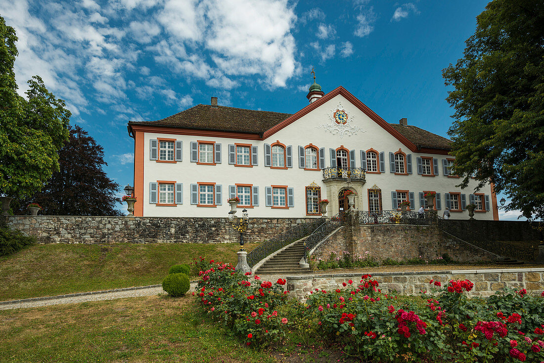 Schloss Buergeln Castle and rose garden, Obereggenen, Schliengen, Baden-Wuerttemberg, Germany