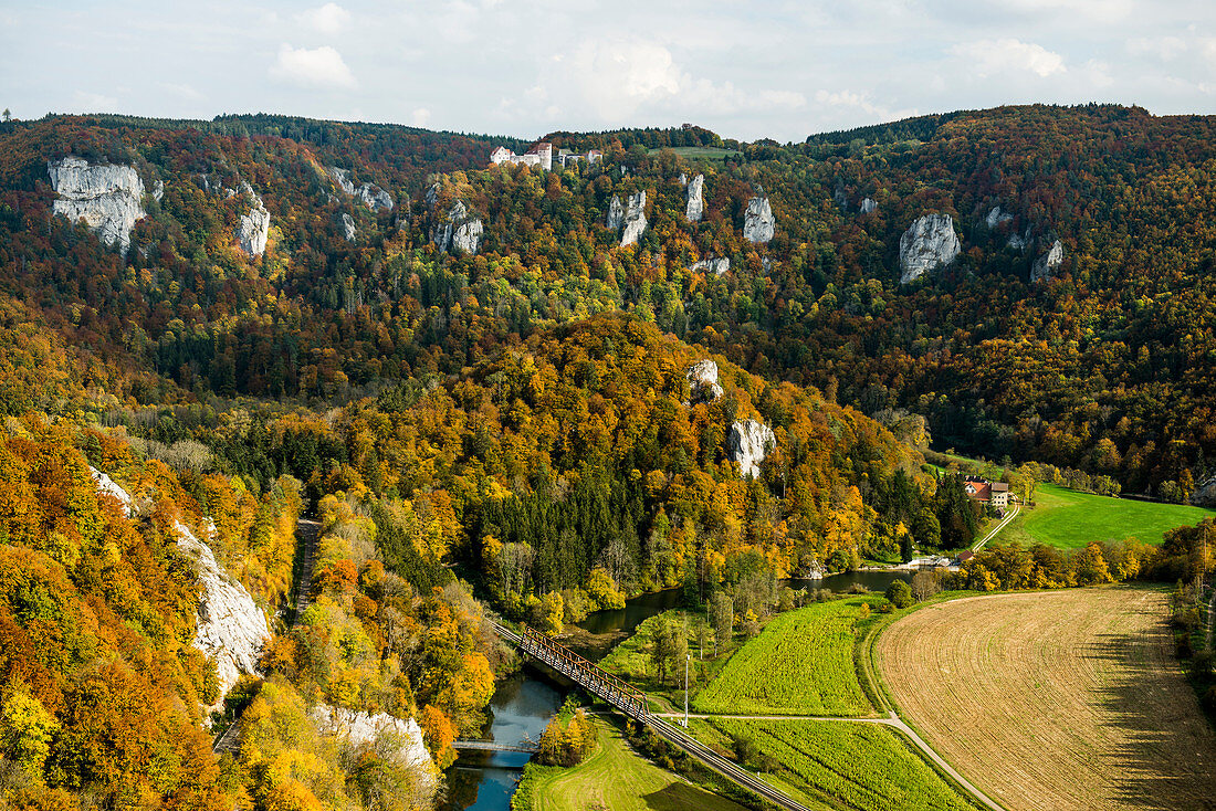 Wildenstein Castle, autumn, Upper Danube Valley, Beuron, Baden-Wuerttemberg, Germany