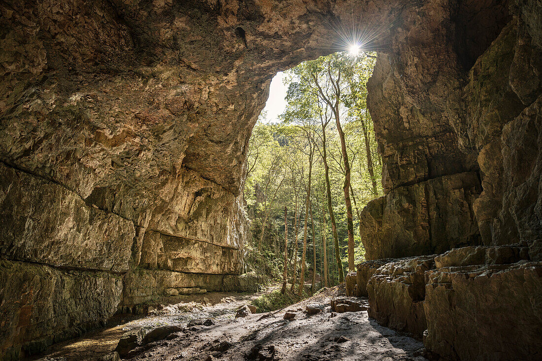 Finkenstein Cave around Bad Urach, Reutlingen district, Swabian Alb, Baden-Wuerttemberg, Germany
