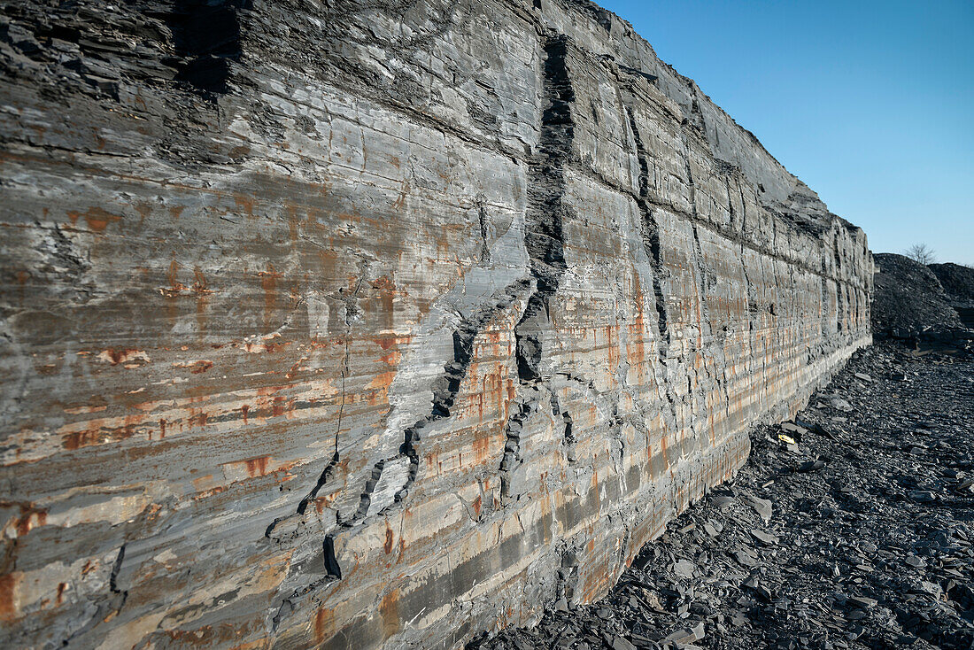 slate quarry in Ohmden, fossil protected area, Esslingen district, Swabian Alb, Baden-Wuerttemberg, Germany