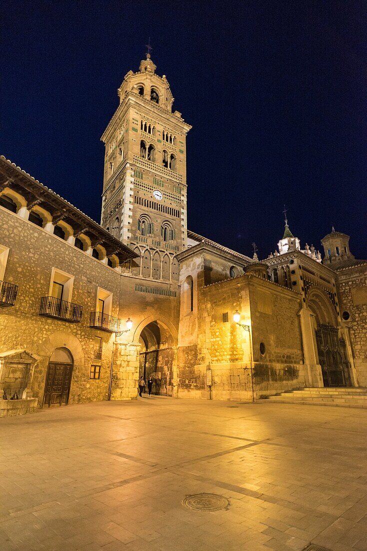 Teruel Cathedral by night, Teruel, Aragon, Spain.