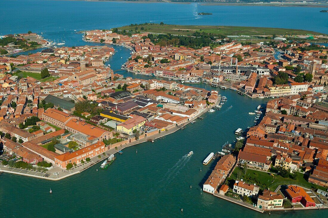 Italy, Venice lagoon, Murano island aerial view.