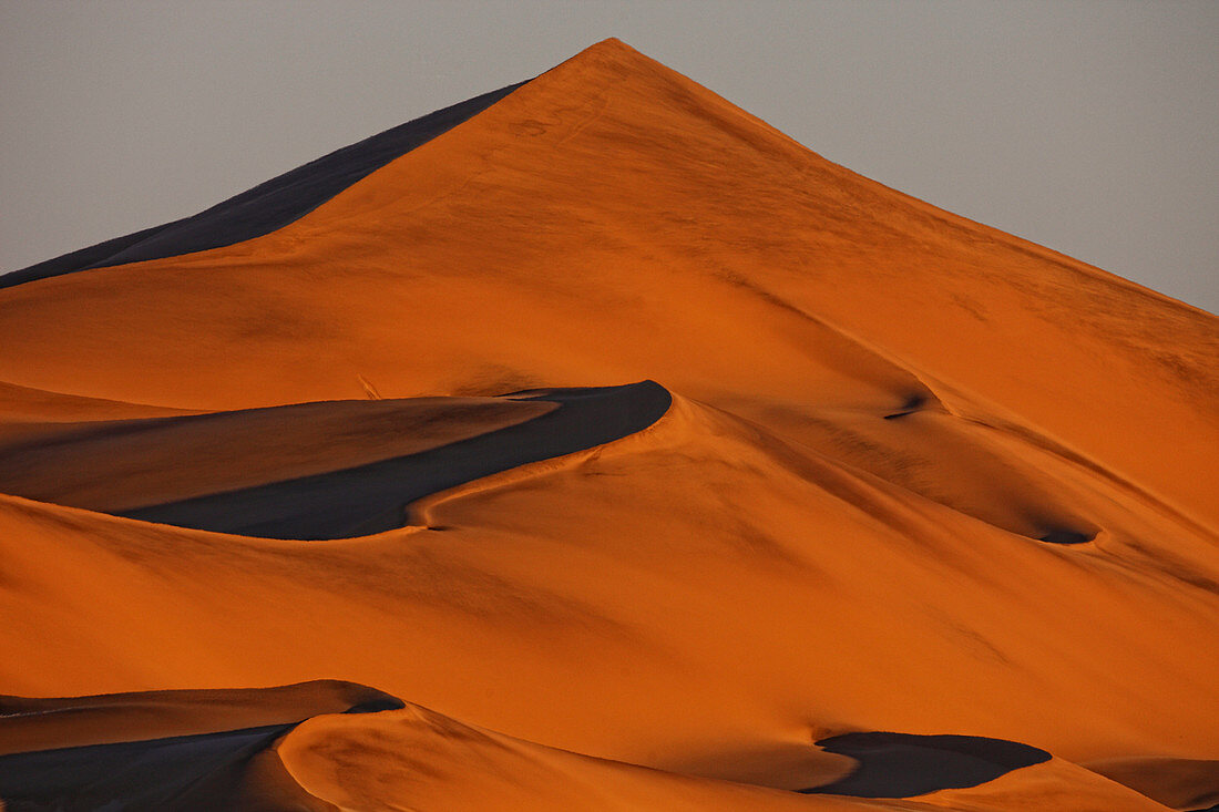 Intricate dune pattern lit up by morning sun Sossusvlei in the Namib desert Namib-Naukluft NP, Namibia