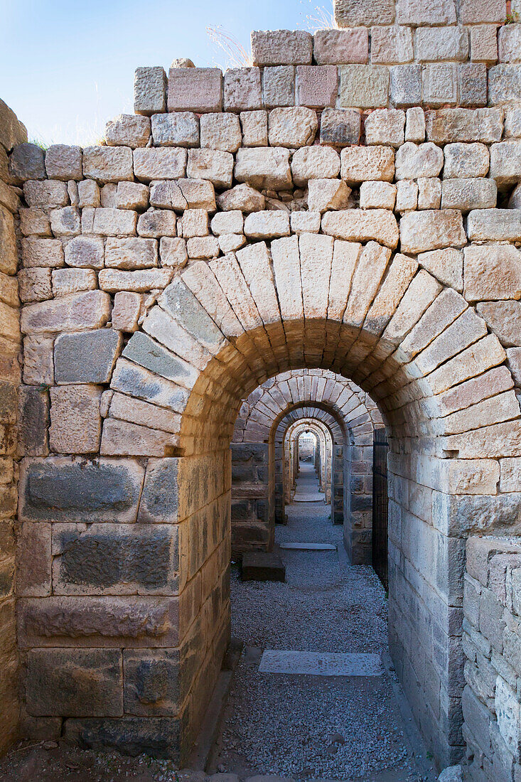 Tunnel between the Temple of Trajan and the theatre on the Acropole, Bergama, Turkey