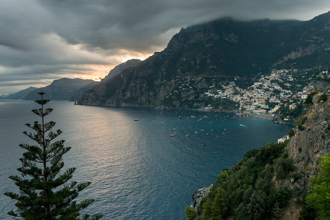'View of a town along the Amalfi coast; Laurito, Campania, Italy'