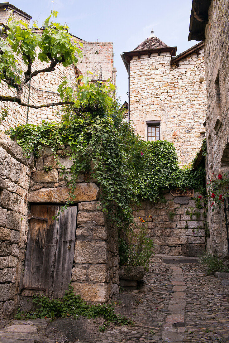 Gasse in Sainte-Enimie,  Gorges du Tarn,  schönste Dörfer Frankreichs,  Lozère,  Occitanie,  Frankreich