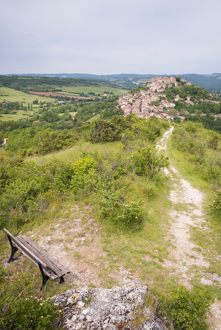 View towards Cordes-sur-Ciel, Tarn, Midi-Pyrénées, France