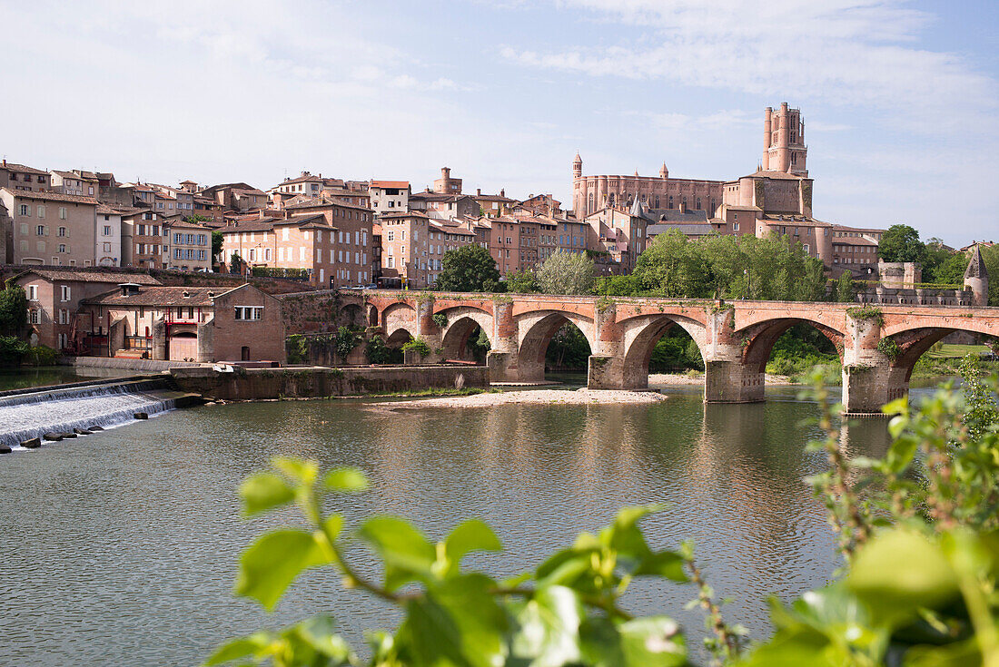 Blick auf Albi,  Sankt Cäcilia-Kathedrale,  Palastgarten,  Palais de la Berbie,  Bischofspalast,  Toulouse Lautrec Museum,  Tarn,  Occitanie,  Frankreich