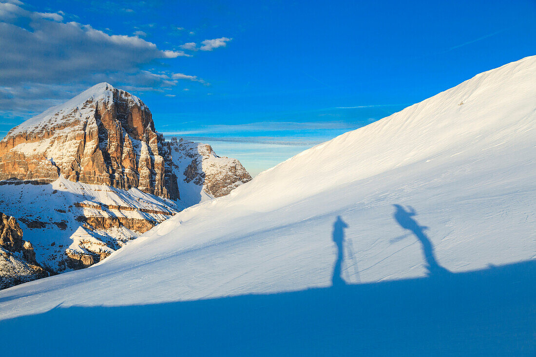 Ski touring in Croda Negra. Passo Falzarego, Veneto, Italy.
