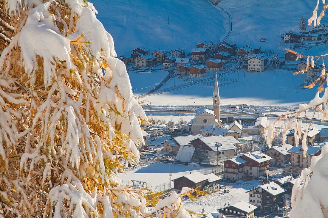 Europe, Lombardy, Sondrio, Valtellina. Livigno town after a snowfal. Valtellina - Lombardy