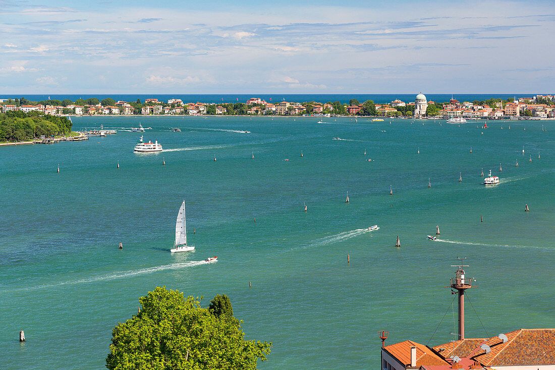 View of Lido Venice from San Giorgio Maggiore. Venice, Veneto, Italy.