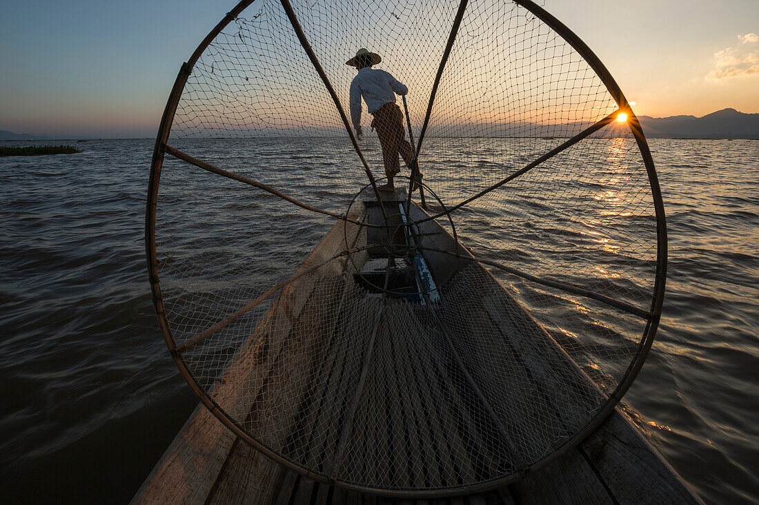 Asia, Myanmar, Inle Lake, Fisherman