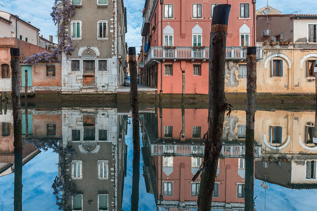 Europe, Italy, Veneto, Chioggia. Reflection in the water