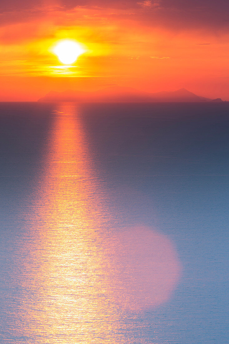 Sunset view from Oia, Santorini, Greece, Europe