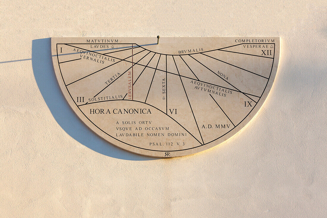 Europe, Italy, Veneto, Caorle. Sundial on a house facade