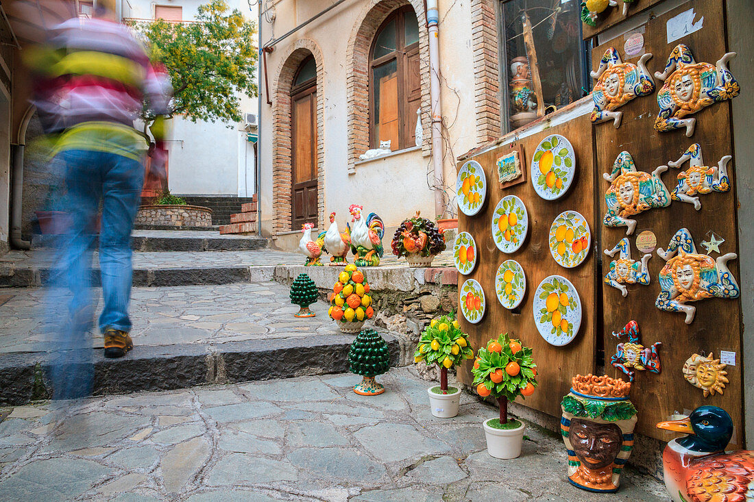 streets of the ancient village of castelmola, Sicily, Italy, Europe