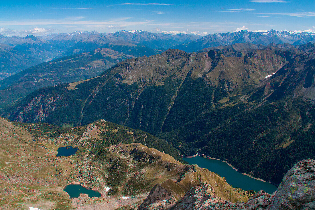 Panorama from Torena peak in Orobie alps. Europe, Italy, Lombardy, Valtellina