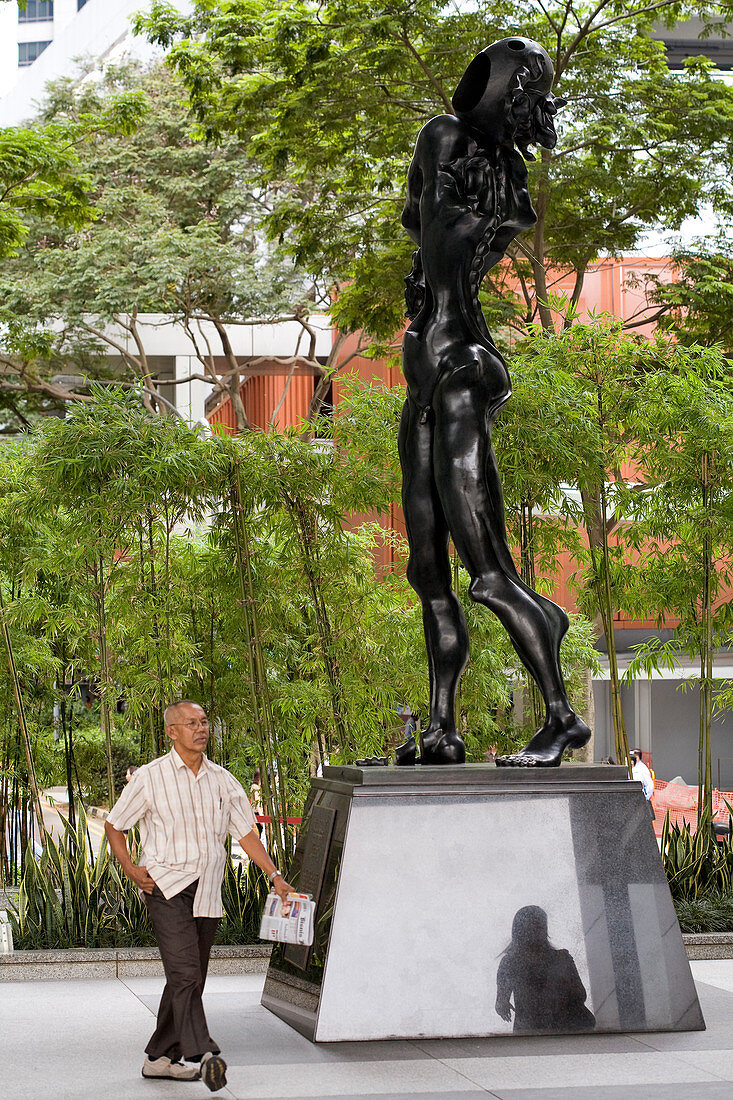 Singapore, Central Business District, UOB Plaza, Salvador Dali sculpture entitled Homage to Newton