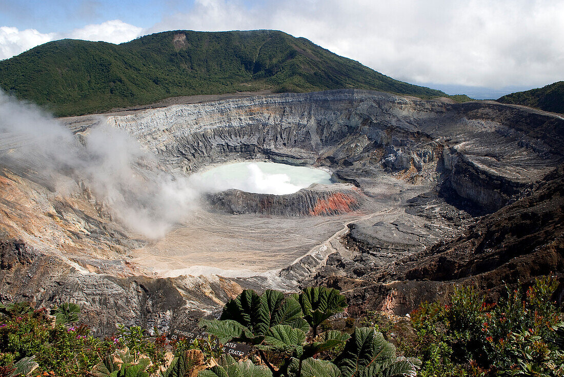 Costa Rica, Alajuela Province, north of San Jose, central plain, Poas Volcano National Park, Poas volcano crater (2708 m)