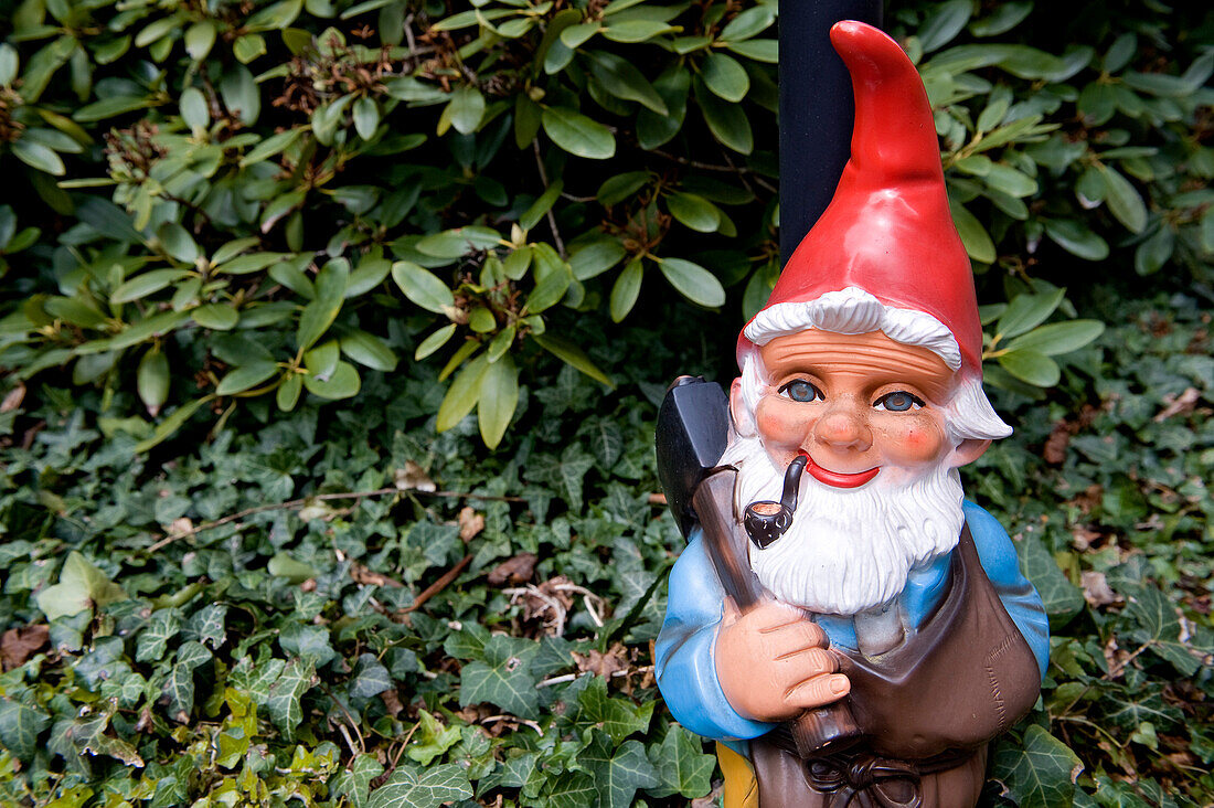 Switzerland, Canton of Fribourg, Fribourg, garden dwarf in the Art and History Museum garden