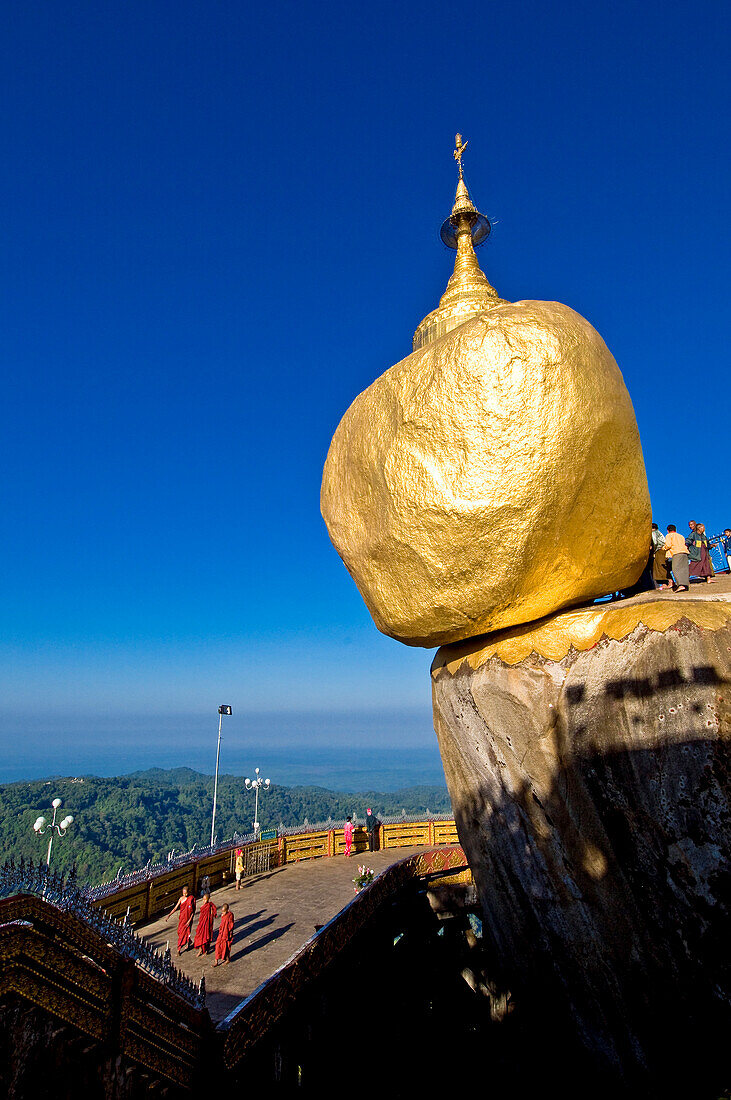 Myanmar (Burma), Mon State, the Golden Rock of Kyaiktiyo