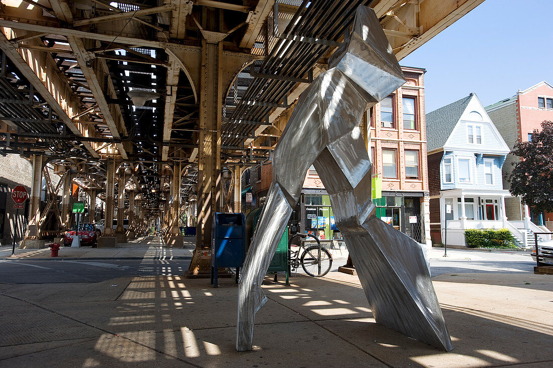 United States, Illinois, Chicago, Lake View, The EL or L (elevated metro) with its wooden tracks was built in 1894