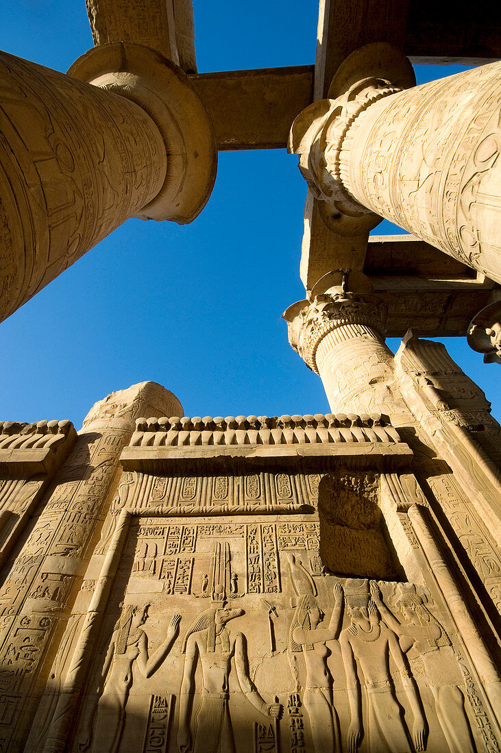 Egypt, Upper Egypt, Nile Valley, Kom Ombo Temple dedicated to Sobek, the god with a crocodile's head