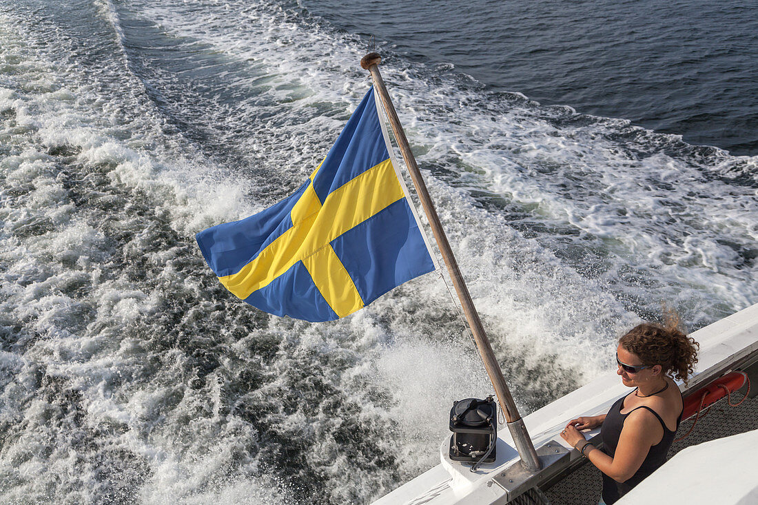 Boat trip in Stockholm archipelago, Vaxholm, Uppland, Stockholms land, South Sweden, Sweden, Scandinavia, Northern Europe
